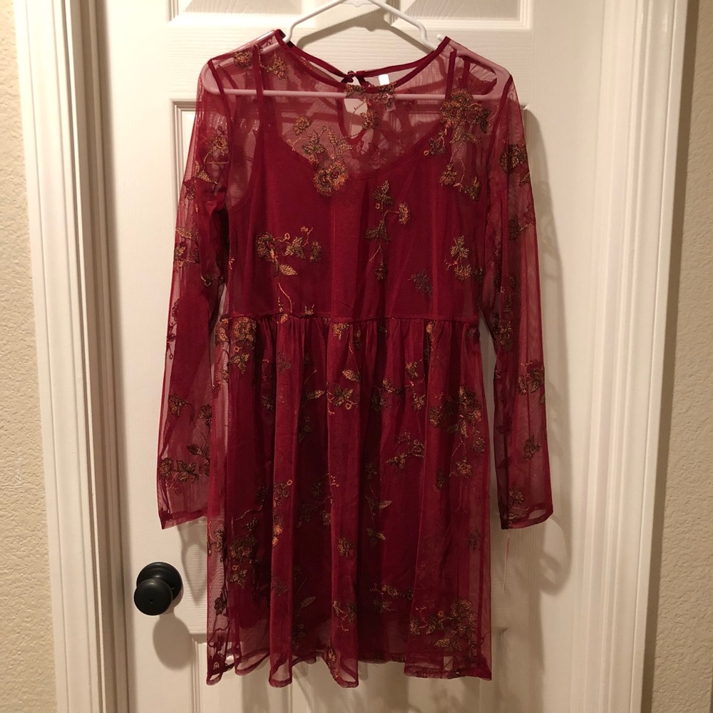 Beautiful Burgundy Floral Dress